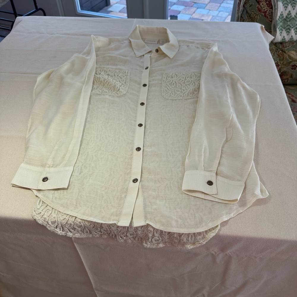 Chico's Ivory Button-Up Blouse